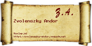 Zvolenszky Andor névjegykártya